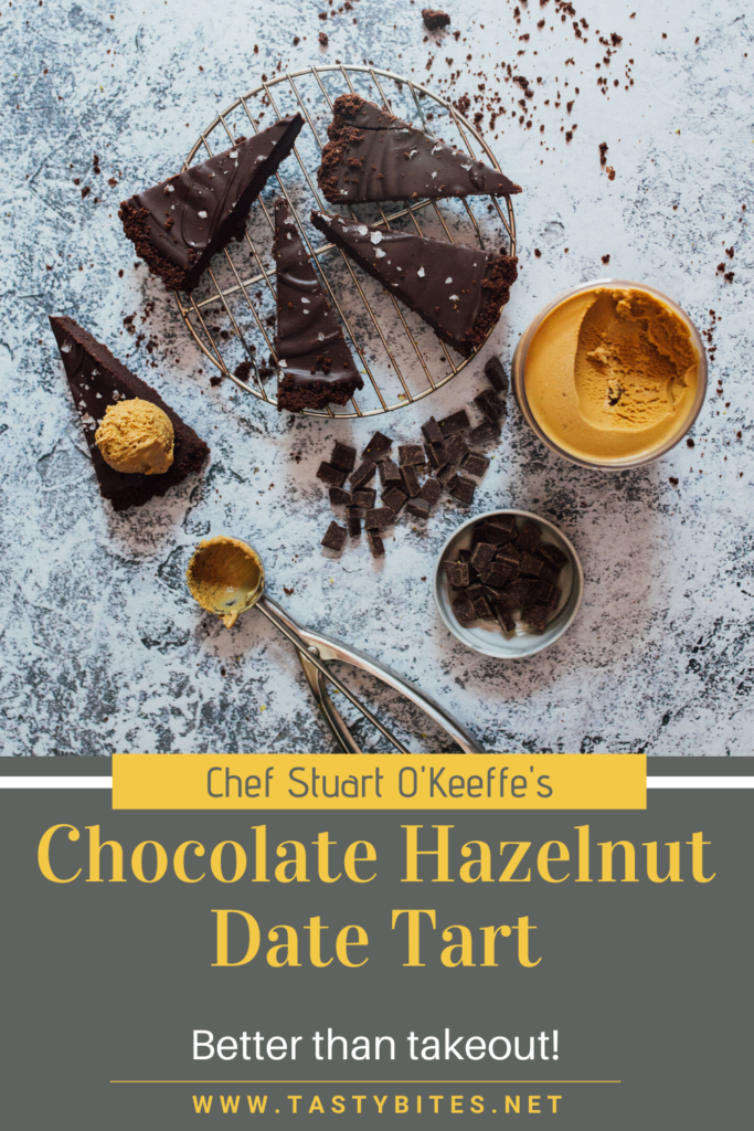 Delicious Chocolate Hazelnut Date Tart for tastybites.net