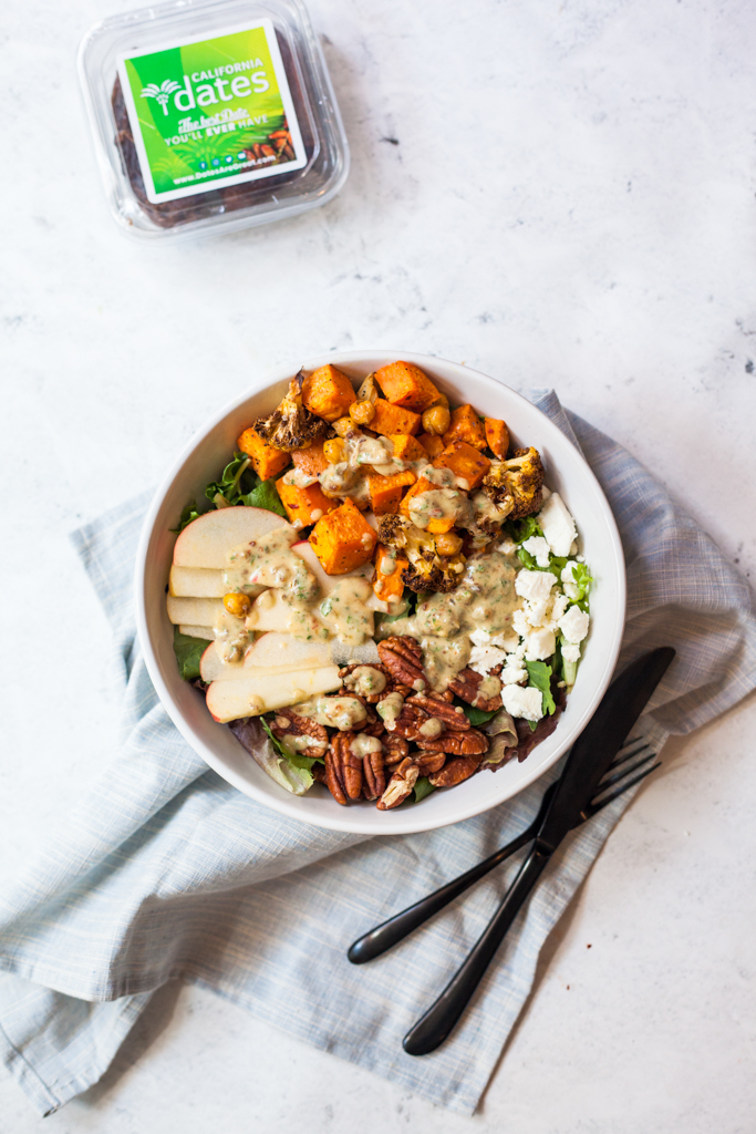The best Fall salad with a creamy Date dressing